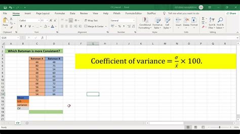 coefficient of variation formula excel